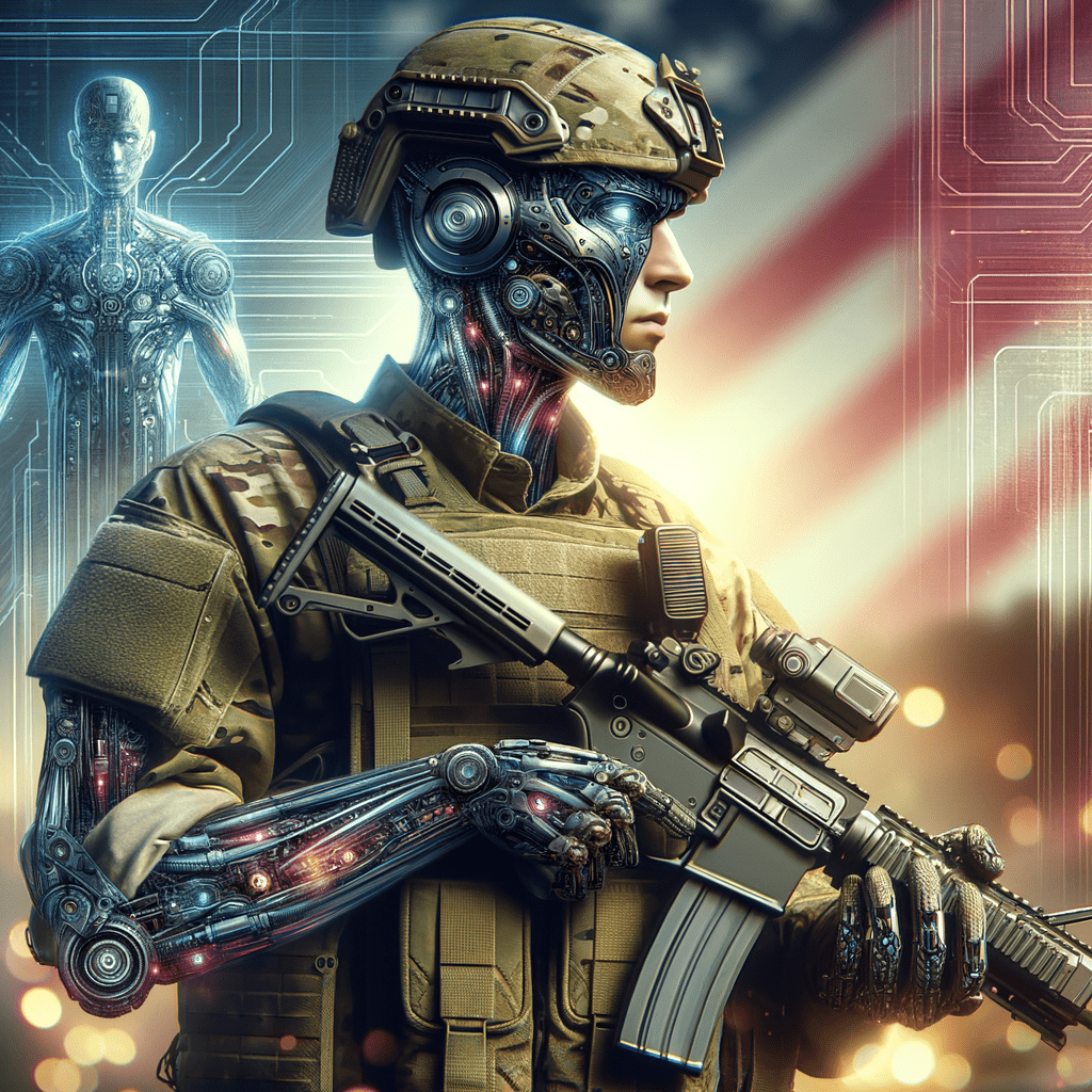 a HDR photograph of a modern soldier, intricate cyberpunk robot, highly detailed, soft bokeh, art by mooncryptowow and popular science